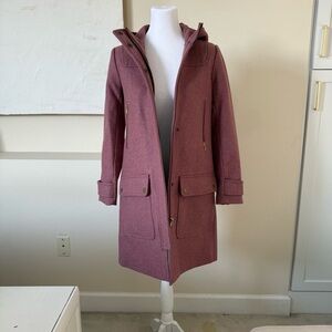 J.Crew/ Hooded Stadium Cloth Coat Melton Wool Dusty Pink Sz 0